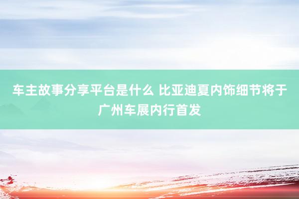 车主故事分享平台是什么 比亚迪夏内饰细节将于广州车展内行首发