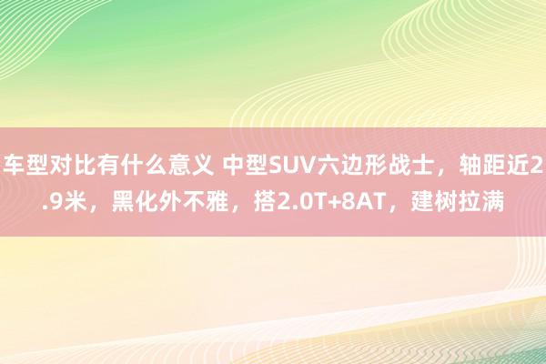 车型对比有什么意义 中型SUV六边形战士，轴距近2.9米，黑化外不雅，搭2.0T+8AT，建树拉满