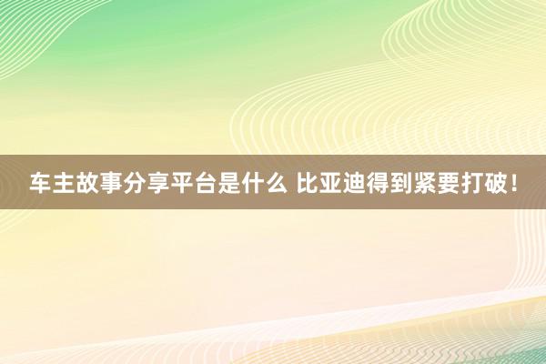 车主故事分享平台是什么 比亚迪得到紧要打破！