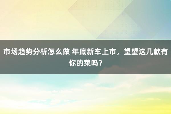 市场趋势分析怎么做 年底新车上市，望望这几款有你的菜吗？