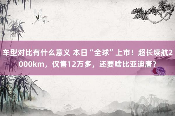 车型对比有什么意义 本日“全球”上市！超长续航2000km，仅售12万多，还要啥比亚迪唐？