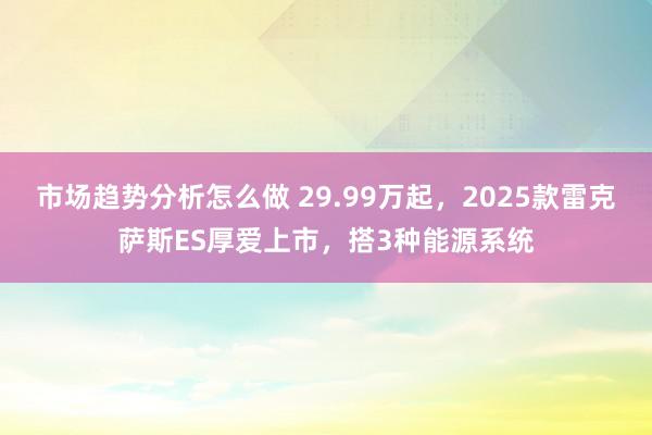 市场趋势分析怎么做 29.99万起，2025款雷克萨斯ES厚爱上市，搭3种能源系统