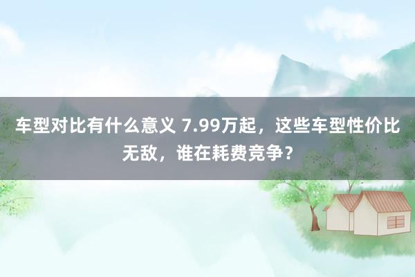 车型对比有什么意义 7.99万起，这些车型性价比无敌，谁在耗费竞争？