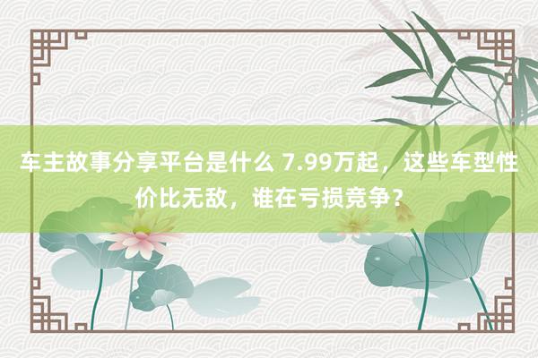 车主故事分享平台是什么 7.99万起，这些车型性价比无敌，谁在亏损竞争？