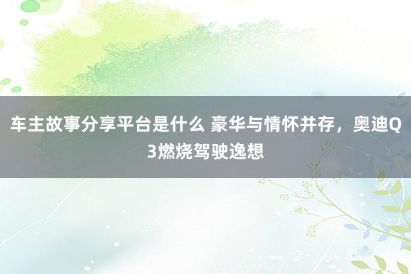 车主故事分享平台是什么 豪华与情怀并存，奥迪Q3燃烧驾驶逸想