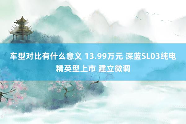 车型对比有什么意义 13.99万元 深蓝SL03纯电精英型上市 建立微调