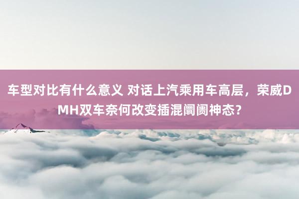 车型对比有什么意义 对话上汽乘用车高层，荣威DMH双车奈何改变插混阛阓神态？