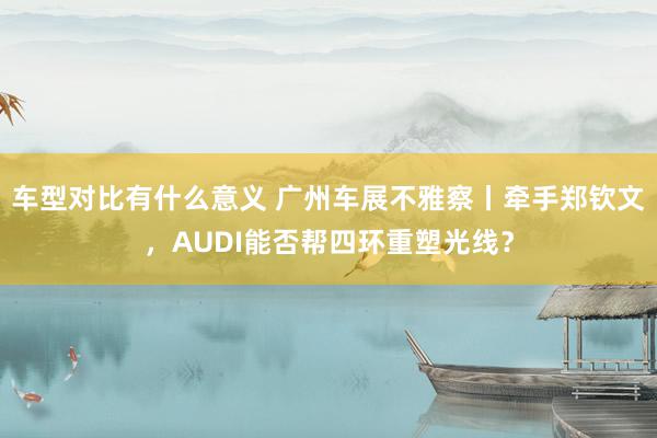 车型对比有什么意义 广州车展不雅察丨牵手郑钦文，AUDI能否帮四环重塑光线？