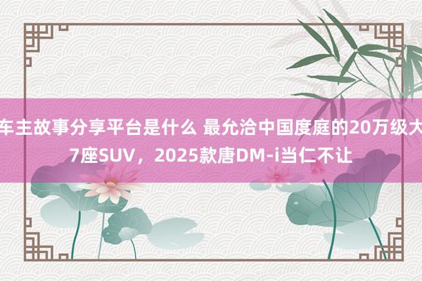 车主故事分享平台是什么 最允洽中国度庭的20万级大7座SUV，2025款唐DM-i当仁不让