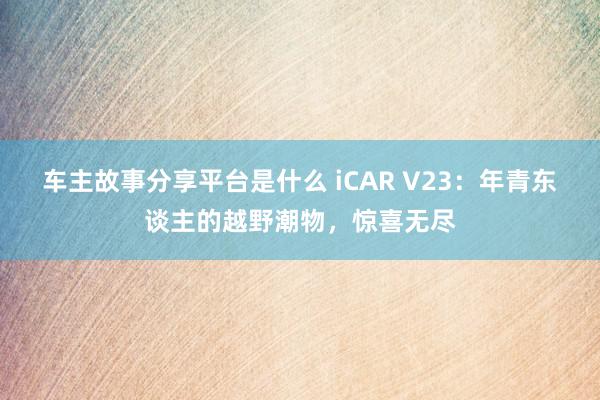 车主故事分享平台是什么 iCAR V23：年青东谈主的越野潮物，惊喜无尽