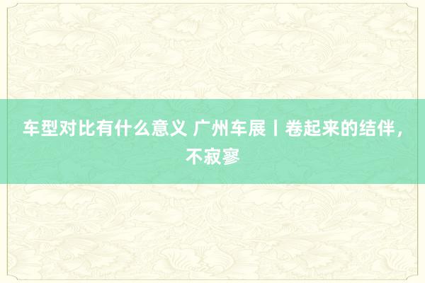 车型对比有什么意义 广州车展丨卷起来的结伴，不寂寥