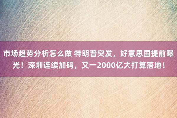 市场趋势分析怎么做 特朗普突发，好意思国提前曝光！深圳连续加码，又一2000亿大打算落地！