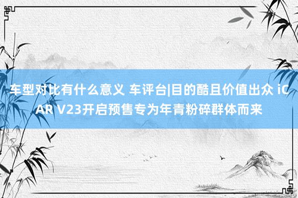 车型对比有什么意义 车评台|目的酷且价值出众 iCAR V23开启预售专为年青粉碎群体而来