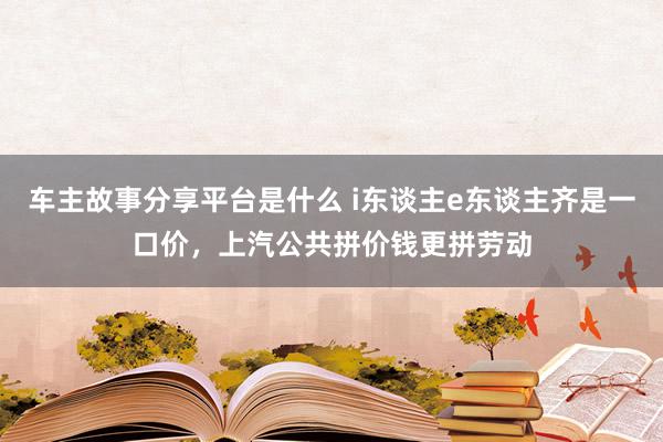 车主故事分享平台是什么 i东谈主e东谈主齐是一口价，上汽公共拼价钱更拼劳动