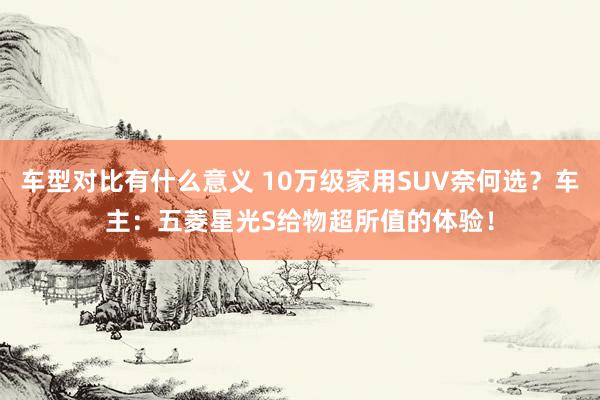 车型对比有什么意义 10万级家用SUV奈何选？车主：五菱星光S给物超所值的体验！