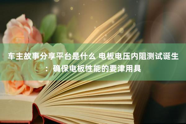 车主故事分享平台是什么 电板电压内阻测试诞生：确保电板性能的要津用具