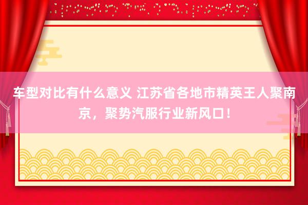 车型对比有什么意义 江苏省各地市精英王人聚南京，聚势汽服行业新风口！