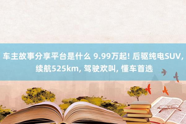 车主故事分享平台是什么 9.99万起! 后驱纯电SUV, 续航525km, 驾驶欢叫, 懂车首选