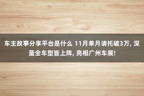 车主故事分享平台是什么 11月单月请托破3万, 深蓝全车型皆上阵, 亮相广州车展!