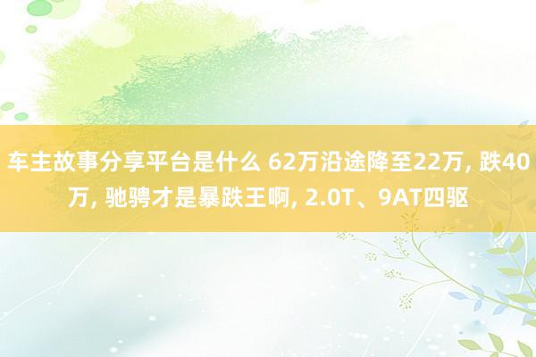 车主故事分享平台是什么 62万沿途降至22万, 跌40万, 驰骋才是暴跌王啊, 2.0T、9AT四驱