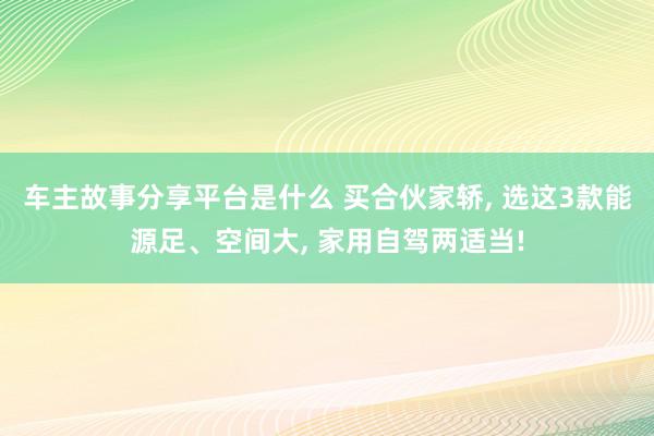 车主故事分享平台是什么 买合伙家轿, 选这3款能源足、空间大, 家用自驾两适当!