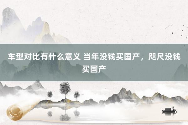 车型对比有什么意义 当年没钱买国产，咫尺没钱买国产