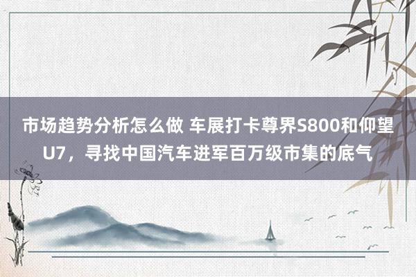 市场趋势分析怎么做 车展打卡尊界S800和仰望U7，寻找中国汽车进军百万级市集的底气