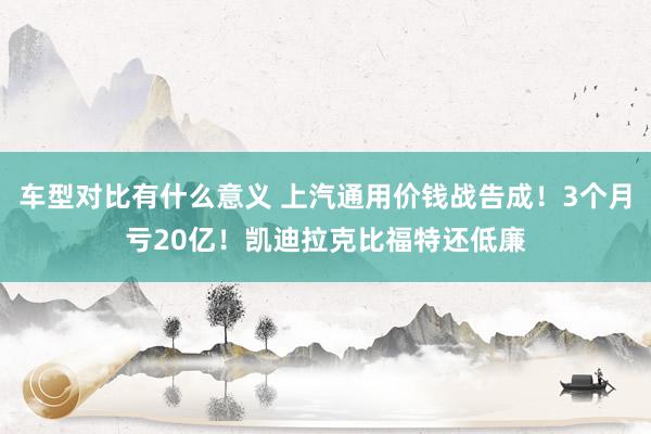 车型对比有什么意义 上汽通用价钱战告成！3个月亏20亿！凯迪拉克比福特还低廉