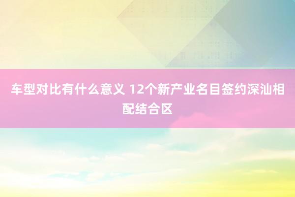 车型对比有什么意义 12个新产业名目签约深汕相配结合区