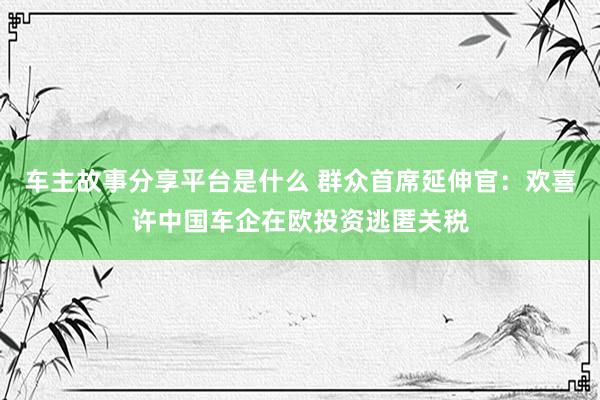 车主故事分享平台是什么 群众首席延伸官：欢喜许中国车企在欧投资逃匿关税