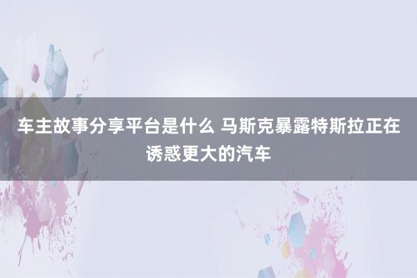 车主故事分享平台是什么 马斯克暴露特斯拉正在诱惑更大的汽车