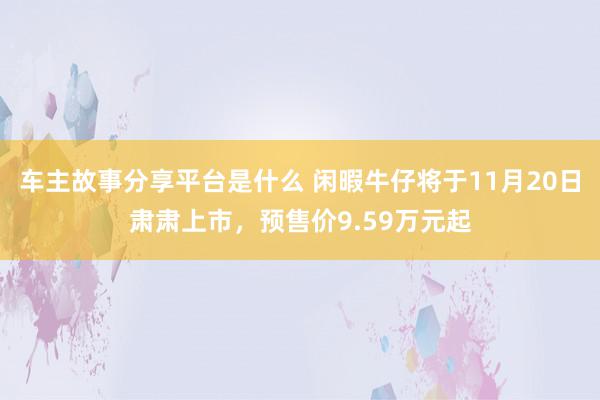 车主故事分享平台是什么 闲暇牛仔将于11月20日肃肃上市，预售价9.59万元起