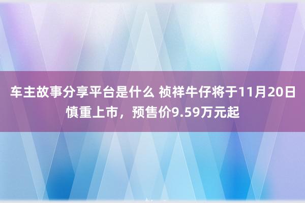 车主故事分享平台是什么 祯祥牛仔将于11月20日慎重上市，预售价9.59万元起